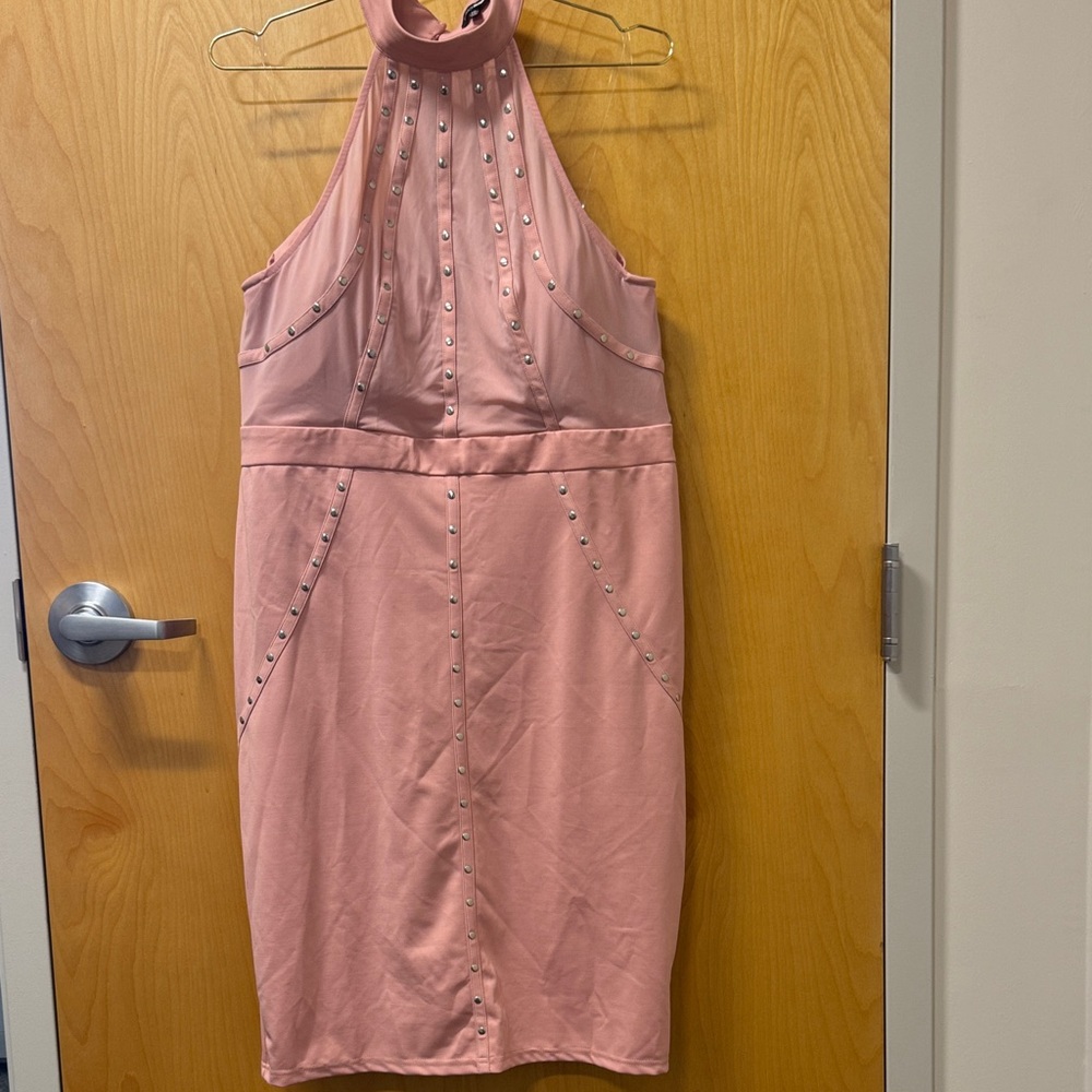 Fashion Nova Pink Studded Backless Dress